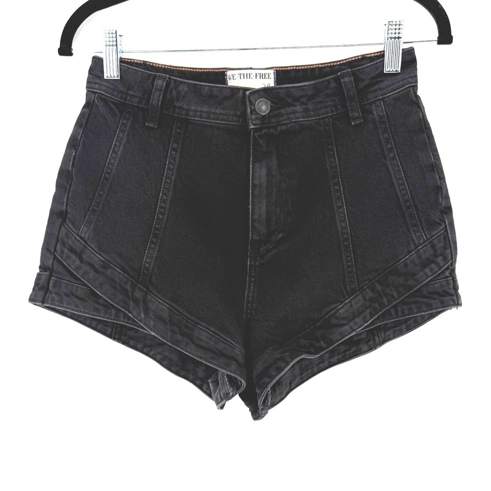 Free People We The Free Denim Shorts CRVY High Rise 28 Black Boho Festival